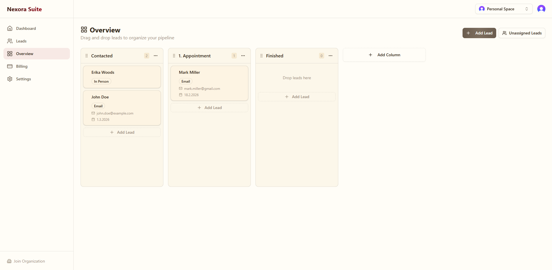 Overview dashboard